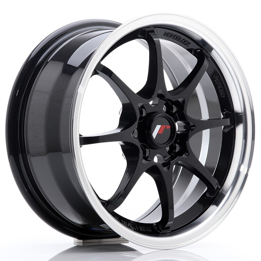 felger-Japan-Racing-JR5-Gloss-Black-w/Machined-Lip-15x7-4x100-et-35-73.1mm