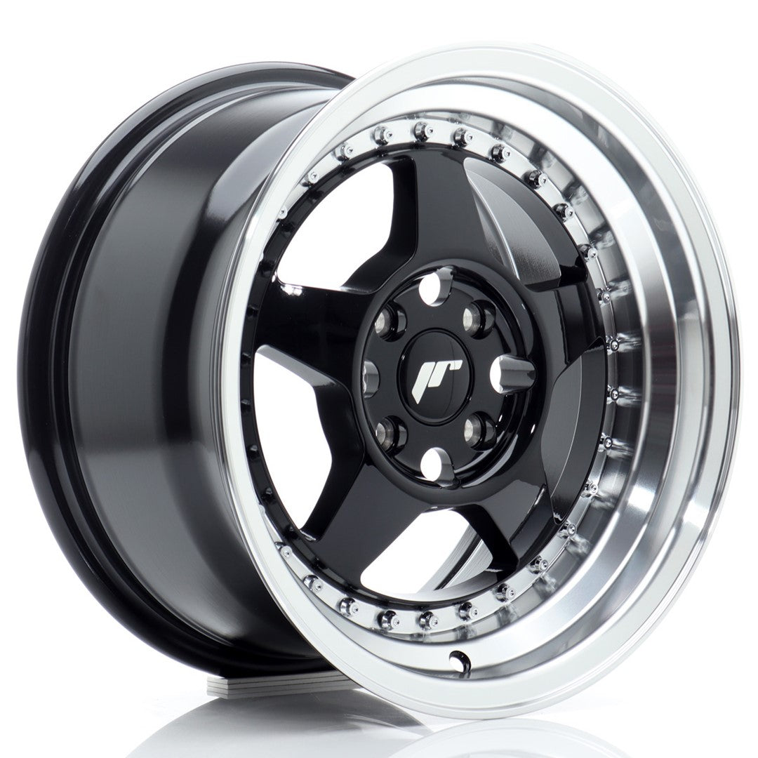 felger-Japan-Racing-JR6-Gloss-Black-w/Machined-Lip-15x8-4x100-et-25-67.1mm