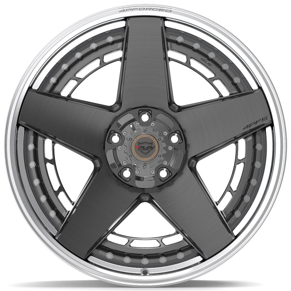 4PLAY-4PF5-Brushed-with-Tinted-Clear-Center-and-Polished-Barrel-Gunmetal-22x10-110-wheels-rims-felger-Felghuset