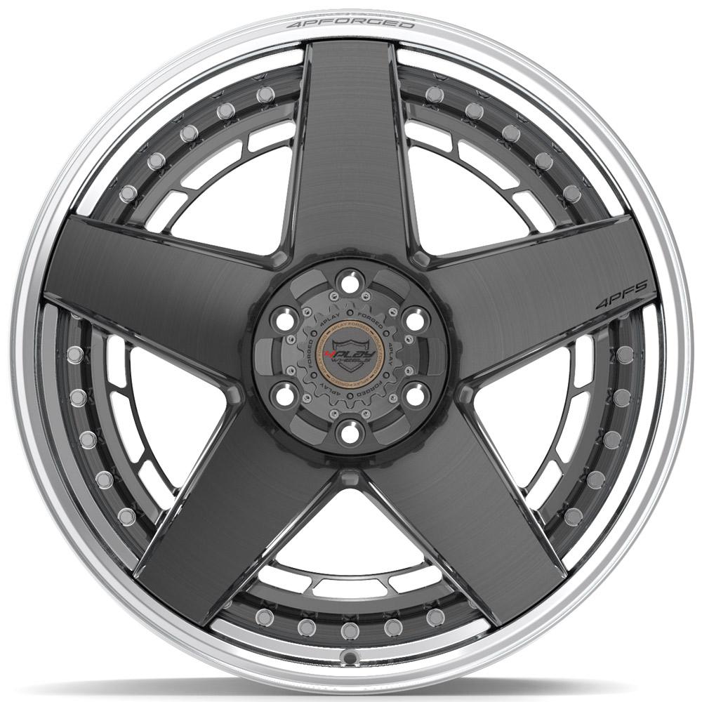 4PLAY-4PF5-Brushed-with-Tinted-Clear-Center-and-Polished-Barrel-Gunmetal-22x10-106-wheels-rims-felger-Felghuset