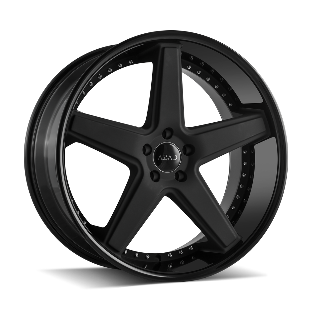 Azad-AZ008-Matte-Black-w/Gloss-Black-Lip-Black-20x8.5-66.56-wheels-rims-felger-Felghuset