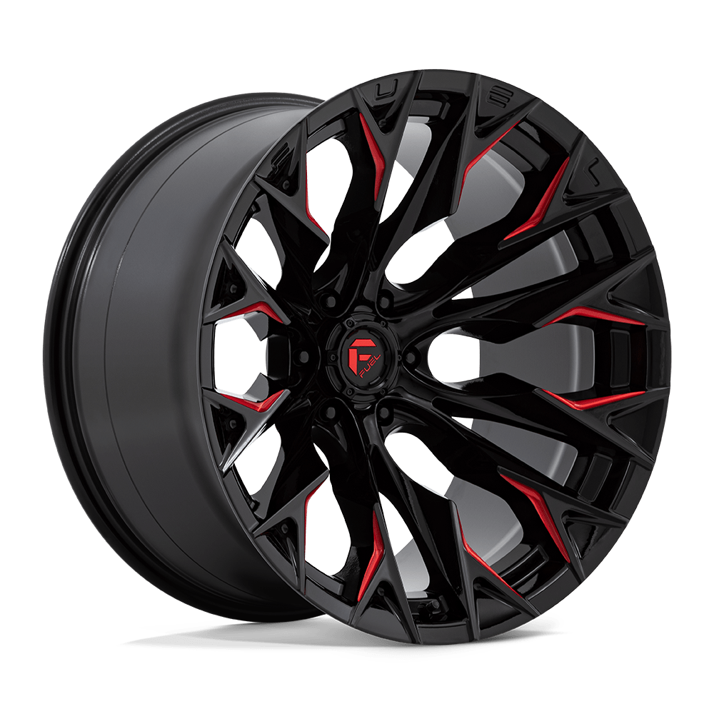 Felger-Fuel-1PC-FLAME-Gloss-Black-Milled-With-Candy-Red-22x8-6x139.7-44-106.1