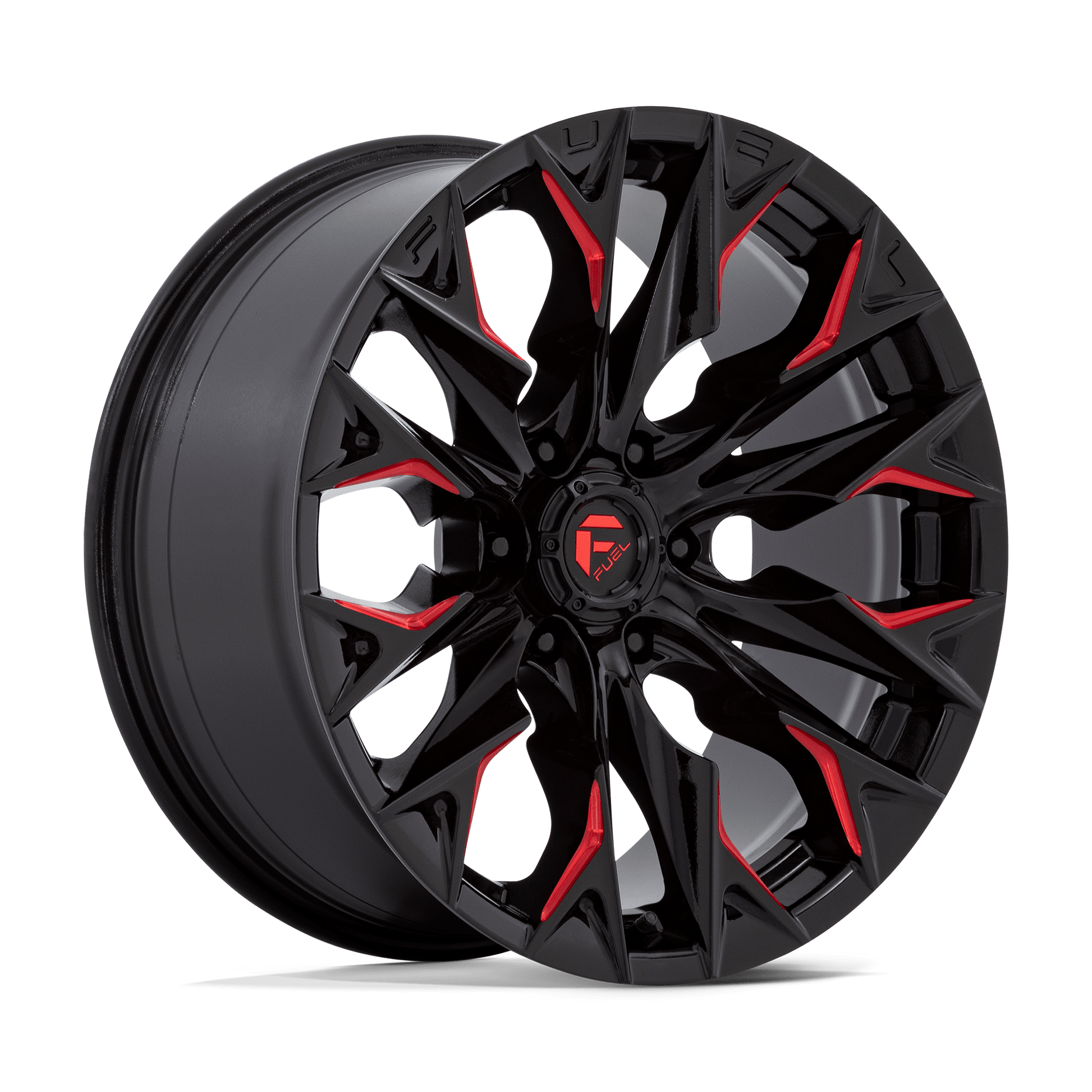 Felger-Fuel-1PC-FLAME-Gloss-Black-Milled-With-Candy-Red-20x8-6x139.7-et1-106.1