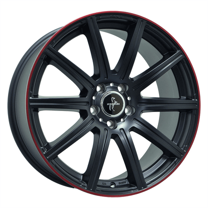 Keskin KT16 Matt Black Lip Red - 19x9.5 | 5x112 | +45 | 66.6mm